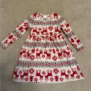 Hanna Andersson holiday reindeer red and white dress 3T